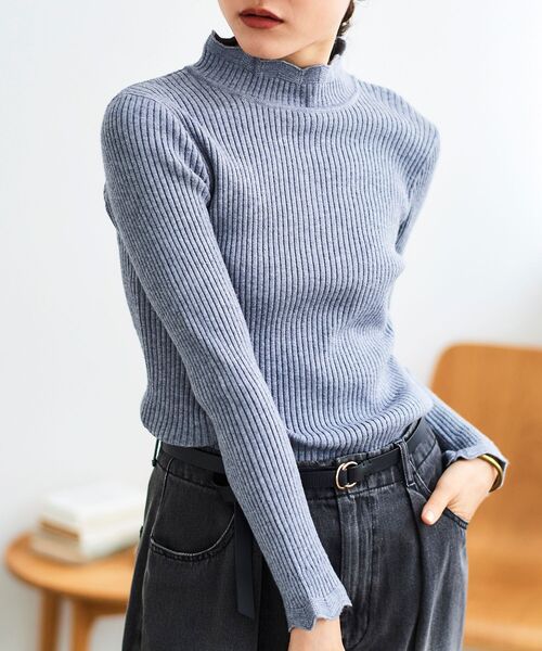 le.coeur blanc（ルクールブラン）の「フリルリブニット（ニット/セーター・レディース・オフホワイト/グレー/ブラック・38）」の6枚目の写真