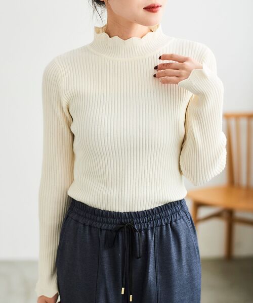 le.coeur blanc（ルクールブラン）の「フリルリブニット（ニット/セーター・レディース・オフホワイト/グレー/ブラック・38）」の21枚目の写真