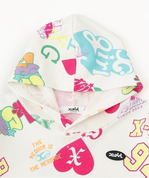 X-girl Stages（エックスガールステージス）の「MIXロゴパーカー（パーカー・キッズ・ブラック/オフホワイト・90cm/110cm/100cm/120cm/130cm/140cm）」の4枚目の写真