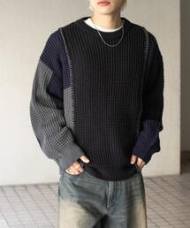 SENSE OF PLACE by URBAN RESEARCH | ブロッキングステッチクルーネックニット(ニット/セーター)