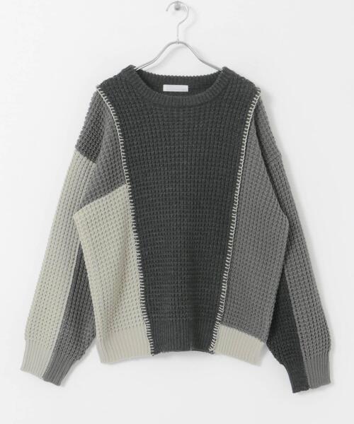 SENSE OF PLACE by URBAN RESEARCH（センスオブプレイスバイアーバンリサーチ）の「ブロッキングステッチクルーネックニット（ニット/セーター・メンズ・ブラック/ネイビー/レッド・MEDIUM/LARGE）」の10枚目の写真