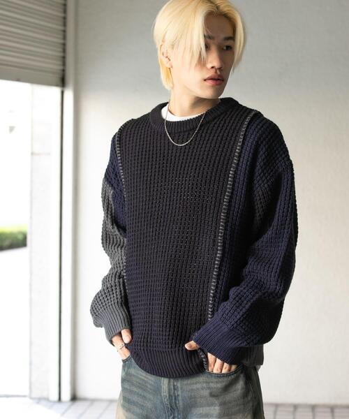 SENSE OF PLACE by URBAN RESEARCH（センスオブプレイスバイアーバンリサーチ）の「ブロッキングステッチクルーネックニット（ニット/セーター・メンズ・ブラック/ネイビー/レッド・MEDIUM/LARGE）」の14枚目の写真