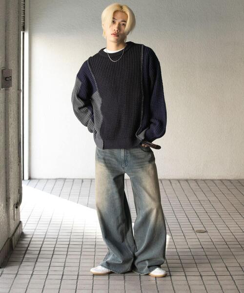 SENSE OF PLACE by URBAN RESEARCH（センスオブプレイスバイアーバンリサーチ）の「ブロッキングステッチクルーネックニット（ニット/セーター・メンズ・ブラック/ネイビー/レッド・MEDIUM/LARGE）」の17枚目の写真