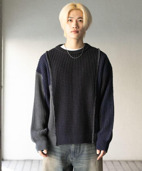 SENSE OF PLACE by URBAN RESEARCH（センスオブプレイスバイアーバンリサーチ）の「ブロッキングステッチクルーネックニット（ニット/セーター・メンズ・ブラック/ネイビー/レッド・MEDIUM/LARGE）」の19枚目の写真