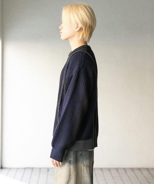 SENSE OF PLACE by URBAN RESEARCH（センスオブプレイスバイアーバンリサーチ）の「ブロッキングステッチクルーネックニット（ニット/セーター・メンズ・ブラック/ネイビー/レッド・MEDIUM/LARGE）」の20枚目の写真