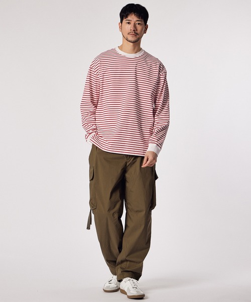 LANVIN en Bleu（ランバンオンブルー）の「【LANVIN en Bleu ESSENTIAL】REYNIE / ”エッセンシャル” ボーダー ロングスリーブTシャツ（Tシャツ/カットソー・メンズ・レッド/ネイビー/ブラック・LARGE/X-LARGE/MEDIUM）」の5枚目の写真