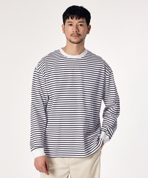 LANVIN en Bleu（ランバンオンブルー）の「【LANVIN en Bleu ESSENTIAL】REYNIE / ”エッセンシャル” ボーダー ロングスリーブTシャツ（Tシャツ/カットソー・メンズ・レッド/ネイビー/ブラック・LARGE/X-LARGE/MEDIUM）」の7枚目の写真