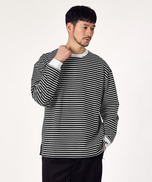 LANVIN en Bleu（ランバンオンブルー）の「【LANVIN en Bleu ESSENTIAL】REYNIE / ”エッセンシャル” ボーダー ロングスリーブTシャツ（Tシャツ/カットソー・メンズ・レッド/ネイビー/ブラック・LARGE/X-LARGE/MEDIUM）」の6枚目の写真