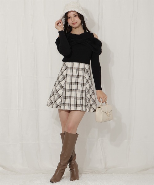 WILLSELECTION（ウィルセレクション）の「ボックスタックツイードチェックミニスカート（スカート・レディース・ホワイト系その他/ブラウン系その他・FREE）」の2枚目の写真