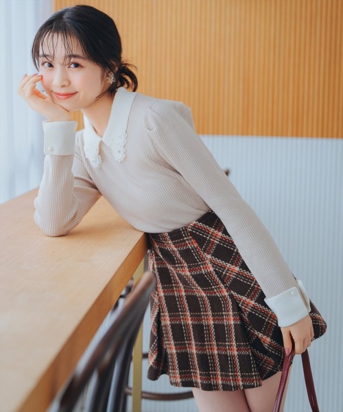 WILLSELECTION（ウィルセレクション）の「ボックスタックツイードチェックミニスカート（スカート・レディース・ホワイト系その他/ブラウン系その他・FREE）」の9枚目の写真