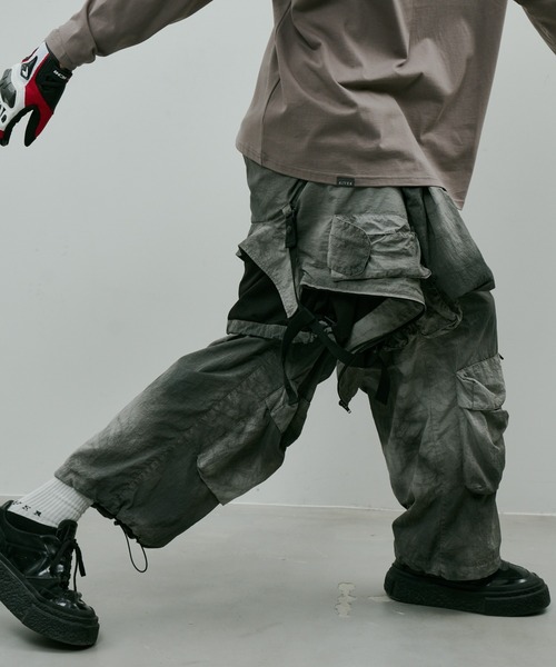 AIVER（アイバー）の「AIVER　ムラ染めナイロンカーゴパンツ（カーゴパンツ・メンズ・ライトグレー/ブラック/パープル・MEDIUM/SMALL/LARGE）」の12枚目の写真