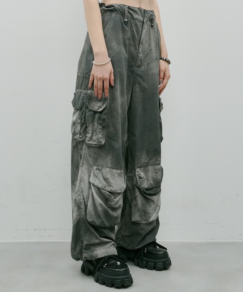 AIVER（アイバー）の「AIVER　ムラ染めナイロンカーゴパンツ（カーゴパンツ・メンズ・ライトグレー/ブラック/パープル・MEDIUM/SMALL/LARGE）」の6枚目の写真