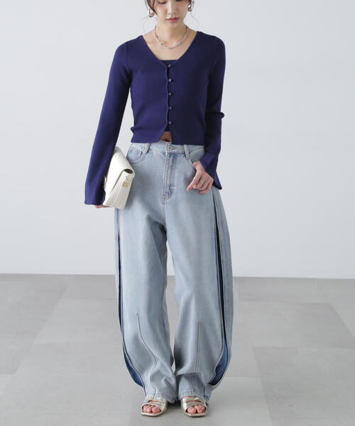 FREE'S MART（フリーズマート）の「◇キャミレイヤードニットカーディガン（ニット/セーター・レディース・ホワイト/ネイビー/イエロー/ブルー・FREE）」の11枚目の写真