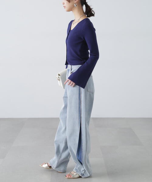 FREE'S MART（フリーズマート）の「◇キャミレイヤードニットカーディガン（ニット/セーター・レディース・ホワイト/ネイビー/イエロー/ブルー・FREE）」の10枚目の写真