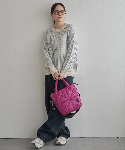 LBC（エルビーシー）の「キルティング2WAYトートバッグ（ショルダーバッグ・レディース・ピンク/オフホワイト/グレー・FREE）」の7枚目の写真