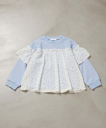 a.v.v（アーヴェヴェ）の「[140-150]異素材フリルスウェット（Tシャツ/カットソー・キッズ）」