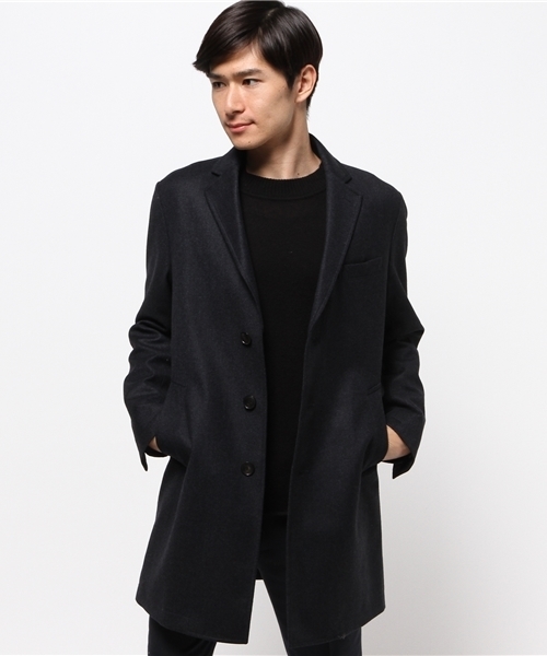 SHIPS（シップス）の「SC: ウール ボンディング チェスターコート （ソリッド）（チェスターコート・メンズ・ネイビー・MEDIUM/X-LARGE/LARGE/SMALL）」の4枚目の写真