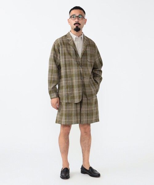 BEAMS PLUS（ビームスプラス）の「4ボタン メッシュ チェック カフス ジャケット（その他アウター・メンズ・オリーブ/ネイビー・M/L/XL/S）」の3枚目の写真