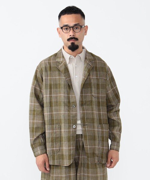 BEAMS PLUS（ビームスプラス）の「4ボタン メッシュ チェック カフス ジャケット（その他アウター・メンズ・オリーブ/ネイビー・M/L/XL/S）」の7枚目の写真