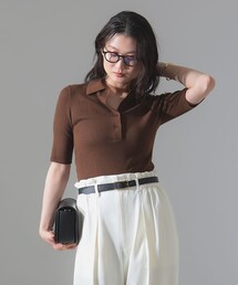 Demi-Luxe BEAMS | ハーフスリーブ ポロニット［手洗い可］(ポロシャツ)