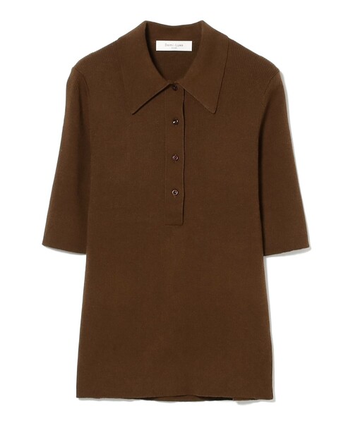 Demi-Luxe BEAMS（デミルクス ビームス）の「ハーフスリーブ ポロニット［手洗い可］（ポロシャツ・レディース・グリーン/ブラウン・ONE SIZE）」の19枚目の写真