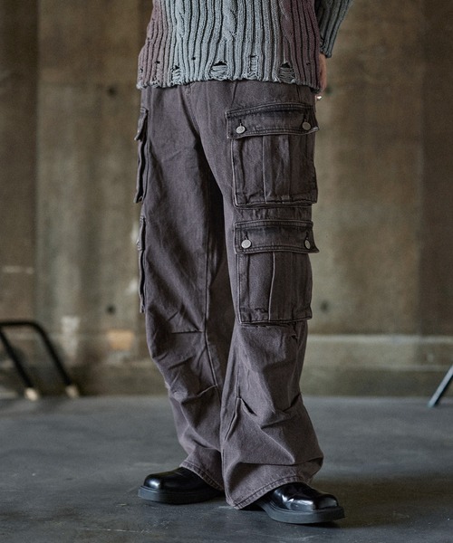 ASTRONOMY（アストロノミー）の「ヴィンテージ加工マルチポケットデニムカーゴパンツ（デニムパンツ・メンズ・ブラウン/ブラック/ブルー・XL/S/M/L）」の2枚目の写真