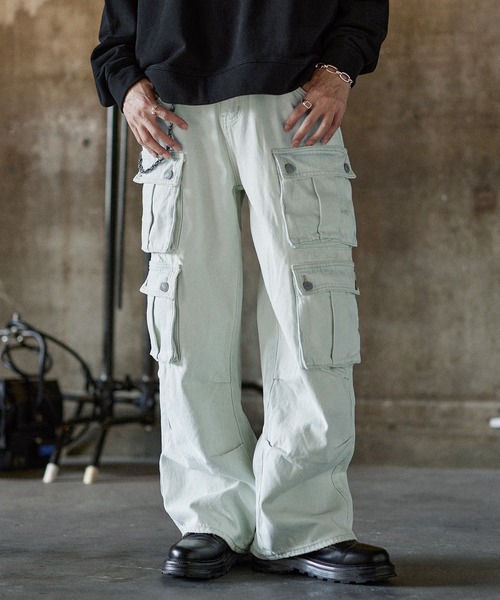 ASTRONOMY（アストロノミー）の「ヴィンテージ加工マルチポケットデニムカーゴパンツ（デニムパンツ・メンズ・ブラウン/ブラック/ブルー・XL/S/M/L）」の3枚目の写真