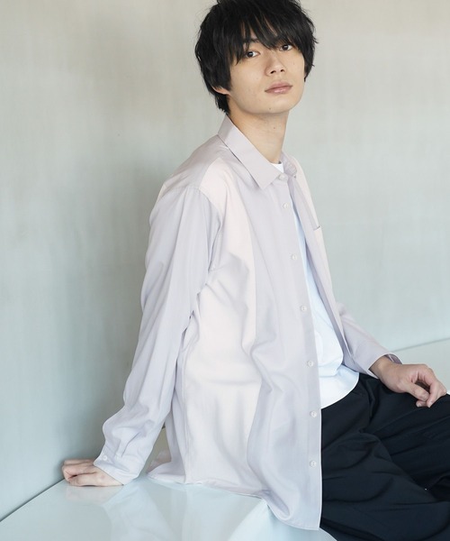 GLOBAL WORK(グローバルワーク)の「サラサマ切り替えシャツ/長袖/234564(シャツ/ブラウス・メンズ・ライトグレー/ブラック/ネイビー/ブルー/チャコール・SMALL/MEDIUM/LARGE/X-LARGE/X-SMALL/3XL/XX-LARGE)」の3枚目の写真