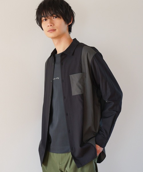 GLOBAL WORK(グローバルワーク)の「サラサマ切り替えシャツ/長袖/234564(シャツ/ブラウス・メンズ・ライトグレー/ブラック/ネイビー/ブルー/チャコール・SMALL/MEDIUM/LARGE/X-LARGE/X-SMALL/3XL/XX-LARGE)」の9枚目の写真