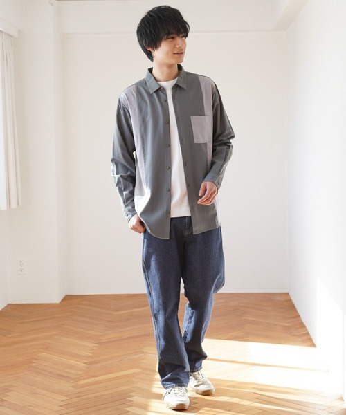 GLOBAL WORK(グローバルワーク)の「サラサマ切り替えシャツ/長袖/234564(シャツ/ブラウス・メンズ・ライトグレー/ブラック/ネイビー/ブルー/チャコール・SMALL/MEDIUM/LARGE/X-LARGE/X-SMALL/3XL/XX-LARGE)」の16枚目の写真