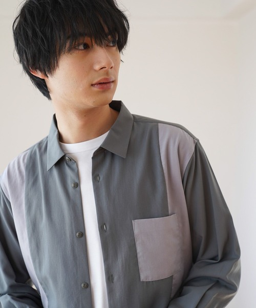 GLOBAL WORK(グローバルワーク)の「サラサマ切り替えシャツ/長袖/234564(シャツ/ブラウス・メンズ・ライトグレー/ブラック/ネイビー/ブルー/チャコール・SMALL/MEDIUM/LARGE/X-LARGE/X-SMALL/3XL/XX-LARGE)」の18枚目の写真