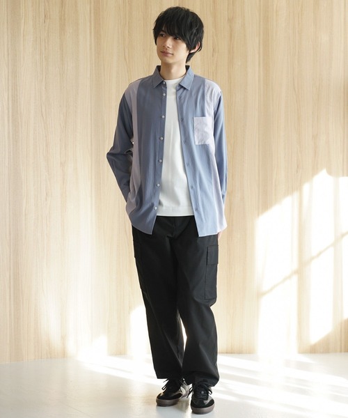 GLOBAL WORK(グローバルワーク)の「サラサマ切り替えシャツ/長袖/234564(シャツ/ブラウス・メンズ・ライトグレー/ブラック/ネイビー/ブルー/チャコール・SMALL/MEDIUM/LARGE/X-LARGE/X-SMALL/3XL/XX-LARGE)」の20枚目の写真