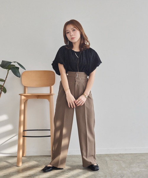 INTER FACTORY(インターファクトリー)の「yumi. - ウエストマークデザインスラックス(セットアップ対応)【オフィスシーンにも◎】 made in INTER FACTORY(スラックス・レディース・モカ/ベージュ・LARGE/MEDIUM)」の12枚目の写真