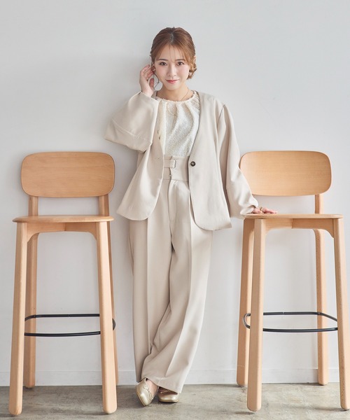 INTER FACTORY(インターファクトリー)の「yumi. - ウエストマークデザインスラックス(セットアップ対応)【オフィスシーンにも◎】 made in INTER FACTORY(スラックス・レディース・モカ/ベージュ・LARGE/MEDIUM)」の5枚目の写真