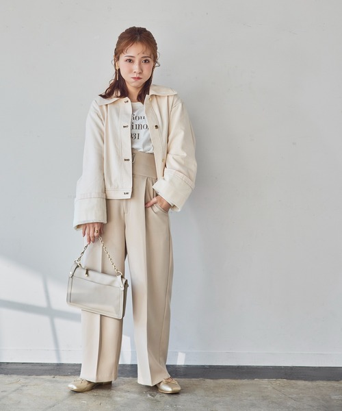 INTER FACTORY(インターファクトリー)の「yumi. - ウエストマークデザインスラックス(セットアップ対応)【オフィスシーンにも◎】 made in INTER FACTORY(スラックス・レディース・モカ/ベージュ・LARGE/MEDIUM)」の8枚目の写真