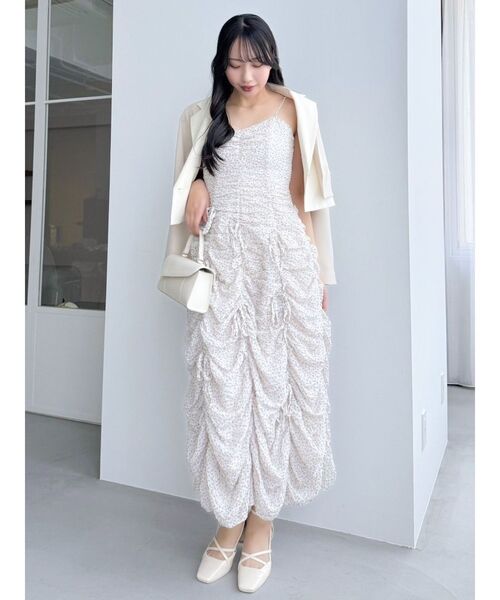 dazzlin（ダズリン）の「【セットアップ対応】レイヤードライクショートジャケット（テーラードジャケット・レディース・チャコールグレー/アイボリー/その他1・FREE）」の4枚目の写真