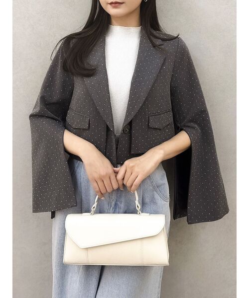 dazzlin（ダズリン）の「【セットアップ対応】レイヤードライクショートジャケット（テーラードジャケット・レディース・チャコールグレー/アイボリー/その他1・FREE）」の20枚目の写真