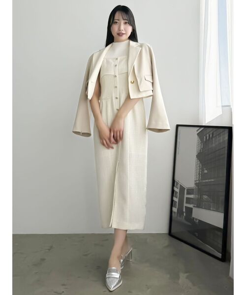 dazzlin（ダズリン）の「【セットアップ対応】レイヤードライクショートジャケット（テーラードジャケット・レディース・チャコールグレー/アイボリー/その他1・FREE）」の10枚目の写真