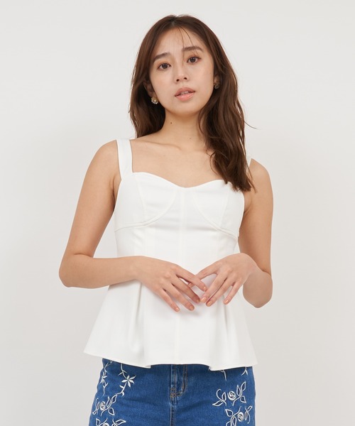 ROYAL PARTY（ロイヤルパーティー）の「カットペプラムビスチェ（シャツ/ブラウス・レディース・ブラック/オフホワイト/ピンク・FREE）」の18枚目の写真