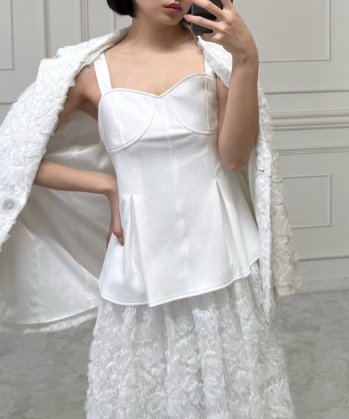 ROYAL PARTY（ロイヤルパーティー）の「カットペプラムビスチェ（シャツ/ブラウス・レディース・ブラック/オフホワイト/ピンク・FREE）」の17枚目の写真