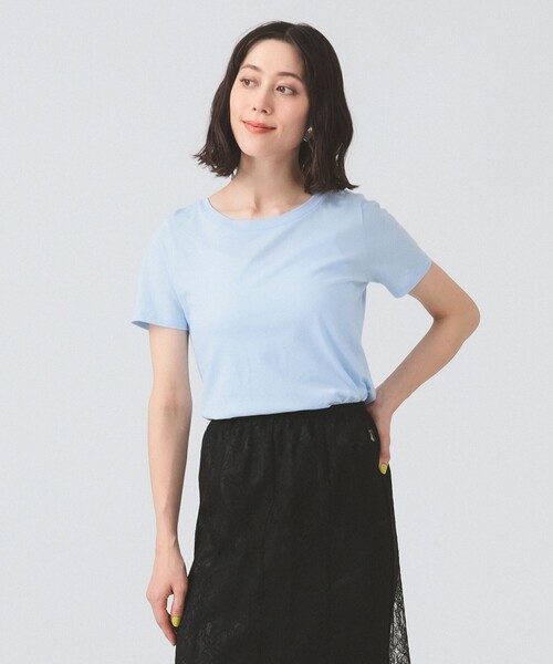 Ray BEAMS（レイビームス）の「ベーシック ハーフスリーブ Tシャツ [洗える]（Tシャツ/カットソー・レディース・サックスブルー/ホワイト/ブラック/クリーム・0/1）」の4枚目の写真