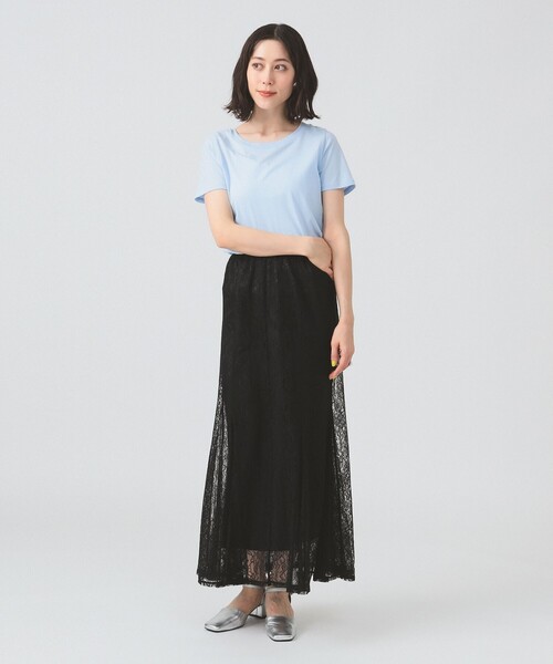 Ray BEAMS（レイビームス）の「ベーシック ハーフスリーブ Tシャツ [洗える]（Tシャツ/カットソー・レディース・サックスブルー/ホワイト/ブラック/クリーム・0/1）」の16枚目の写真