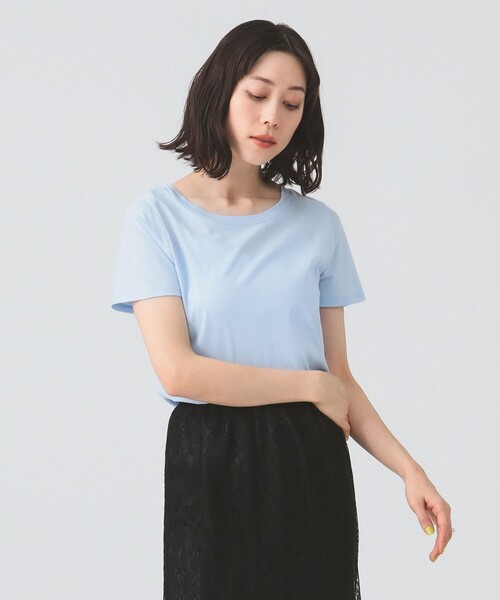 Ray BEAMS（レイビームス）の「ベーシック ハーフスリーブ Tシャツ [洗える]（Tシャツ/カットソー・レディース・サックスブルー/ホワイト/ブラック/クリーム・0/1）」の19枚目の写真