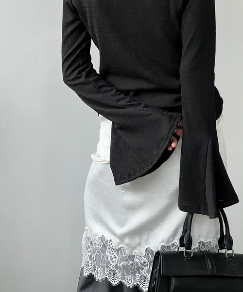 chuclla（チュクラ）の「タックデザイン フレアスリーブトップ chw25s031（Tシャツ/カットソー・レディース・ホワイト/ブラック・FREE）」の15枚目の写真