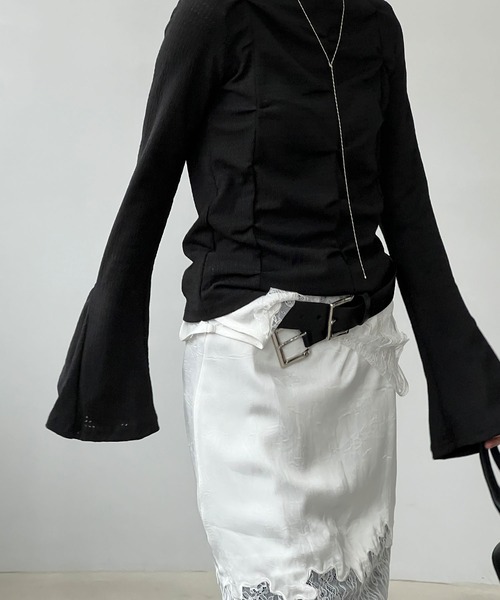 chuclla（チュクラ）の「タックデザイン フレアスリーブトップ chw25s031（Tシャツ/カットソー・レディース・ホワイト/ブラック・FREE）」の17枚目の写真