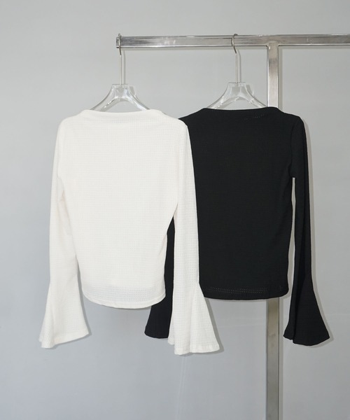 chuclla（チュクラ）の「タックデザイン フレアスリーブトップ chw25s031（Tシャツ/カットソー・レディース・ホワイト/ブラック・FREE）」の19枚目の写真