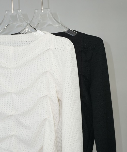 chuclla（チュクラ）の「タックデザイン フレアスリーブトップ chw25s031（Tシャツ/カットソー・レディース・ホワイト/ブラック・FREE）」の20枚目の写真