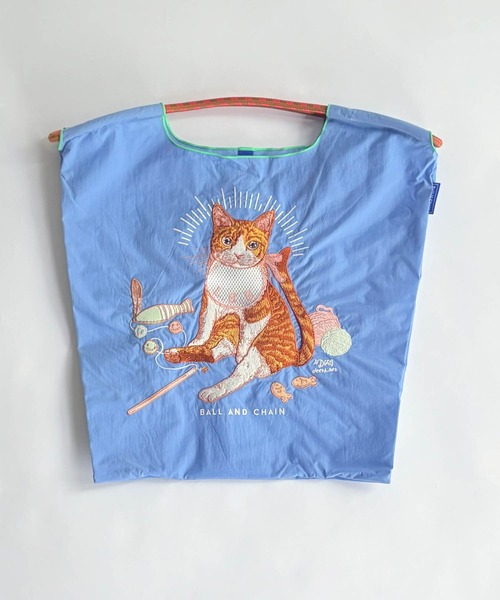 Ball&Chain（ボールアンドチェーン）の「[Ball&Chain]shopping bag-D.BABY CAT(M)（エコバッグ/サブバッグ・レディース・ベージュ/グレー/ブルー・M）」の4枚目の写真