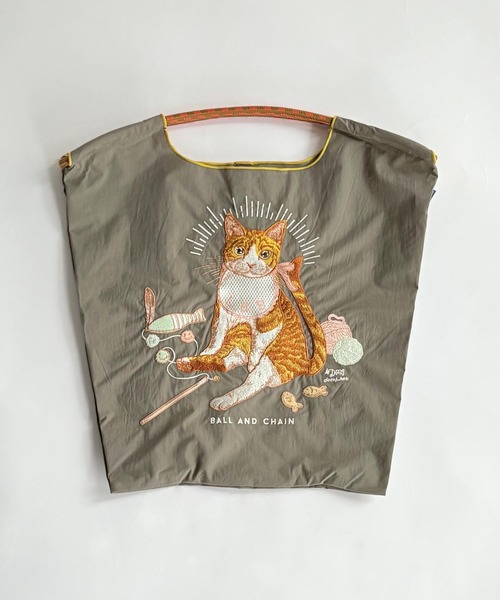 Ball&Chain（ボールアンドチェーン）の「[Ball&Chain]shopping bag-D.BABY CAT(M)（エコバッグ/サブバッグ・レディース・ベージュ/グレー/ブルー・M）」の5枚目の写真
