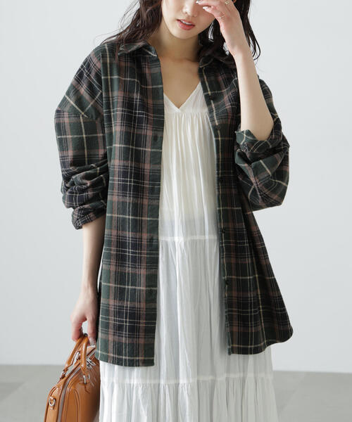 FREE'S MART（フリーズマート）の「◆ヴィンテージ風チェックオーバーシャツ（シャツ/ブラウス・レディース・グリーン系その他3/ワイン/ブラウン系その他/ブラック系その他・FREE）」の3枚目の写真